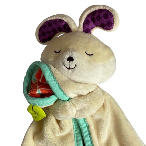 B. toys Baby Bunny Lovey Beige Rabbit Plush Security Blanket Crinkle Leaf Unisex - Picture 7 of 15